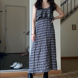 F21 Black and cream printed maxi dress size small